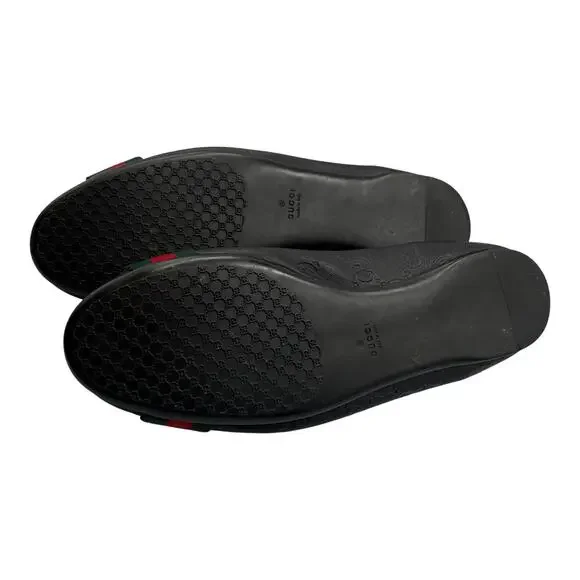 Gucci Guccissima Web Striped Leather Ballet Flats Shoes Black Size 38.5 US 8.5 - Picture 8 of 11